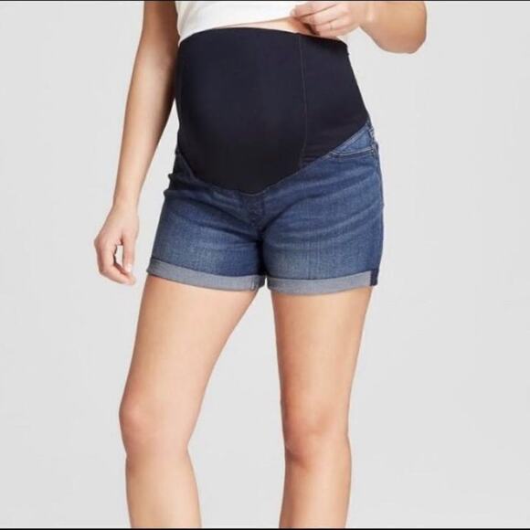 HP Liz Lange Maternity Jean Shorts Size L - Picture 1 of 13
